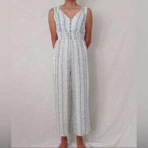 Japna Blue and White Striped Jumpsuit